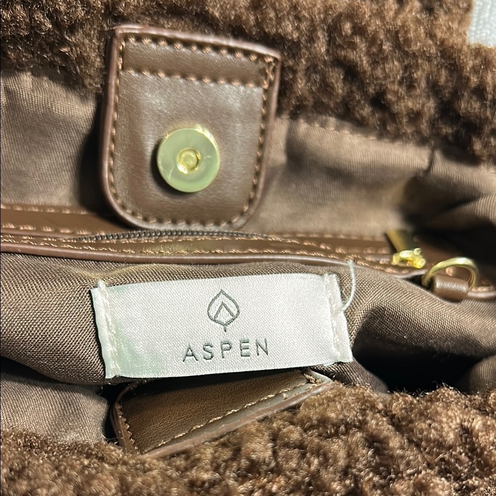 ASPEN Brown Quilted Mini Bag with Sherpa Accents - Picture 8 of 10